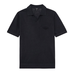 REISS Fairmont Linen Open-Collar Knit Polo Shirt
